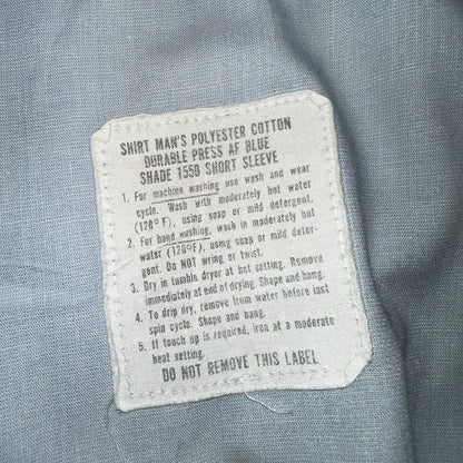 1973 US Army Vietnam War Men Blue Button Long Sleeve Shirt 16 DSA-100 1970s 70s