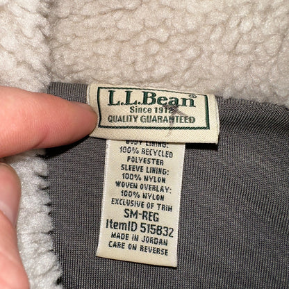 LL Bean Women's Sherpa Fleece Jacket Soapstone Grey Size Small Regular 515832