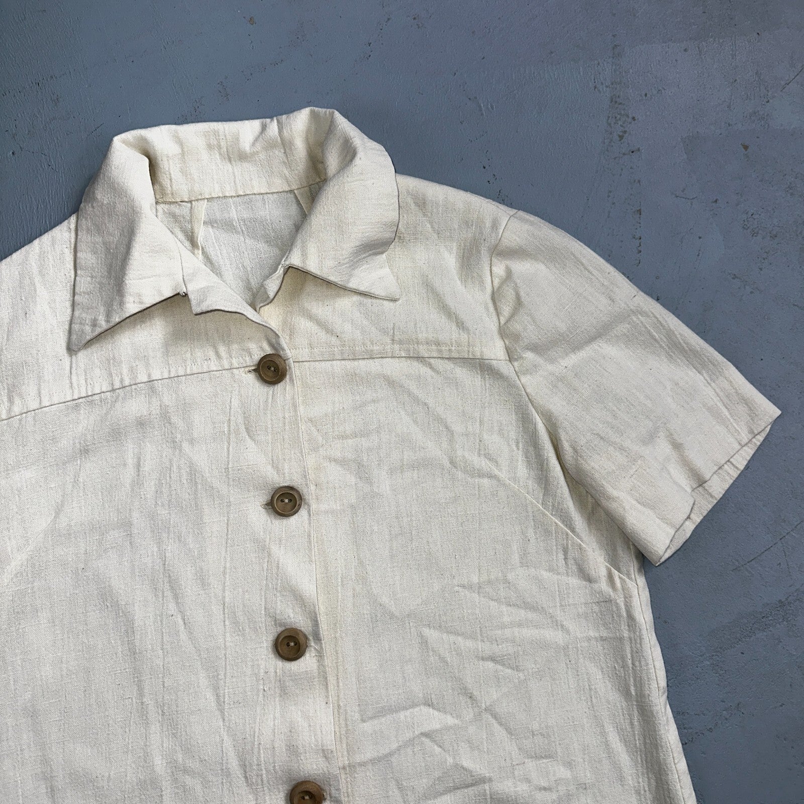 Chore VTG Womens Button Front Blouse Shirt Crop Rockabilly Western 70s 80s