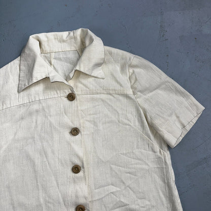 Chore VTG Womens Button Front Blouse Shirt Crop Rockabilly Western 70s 80s