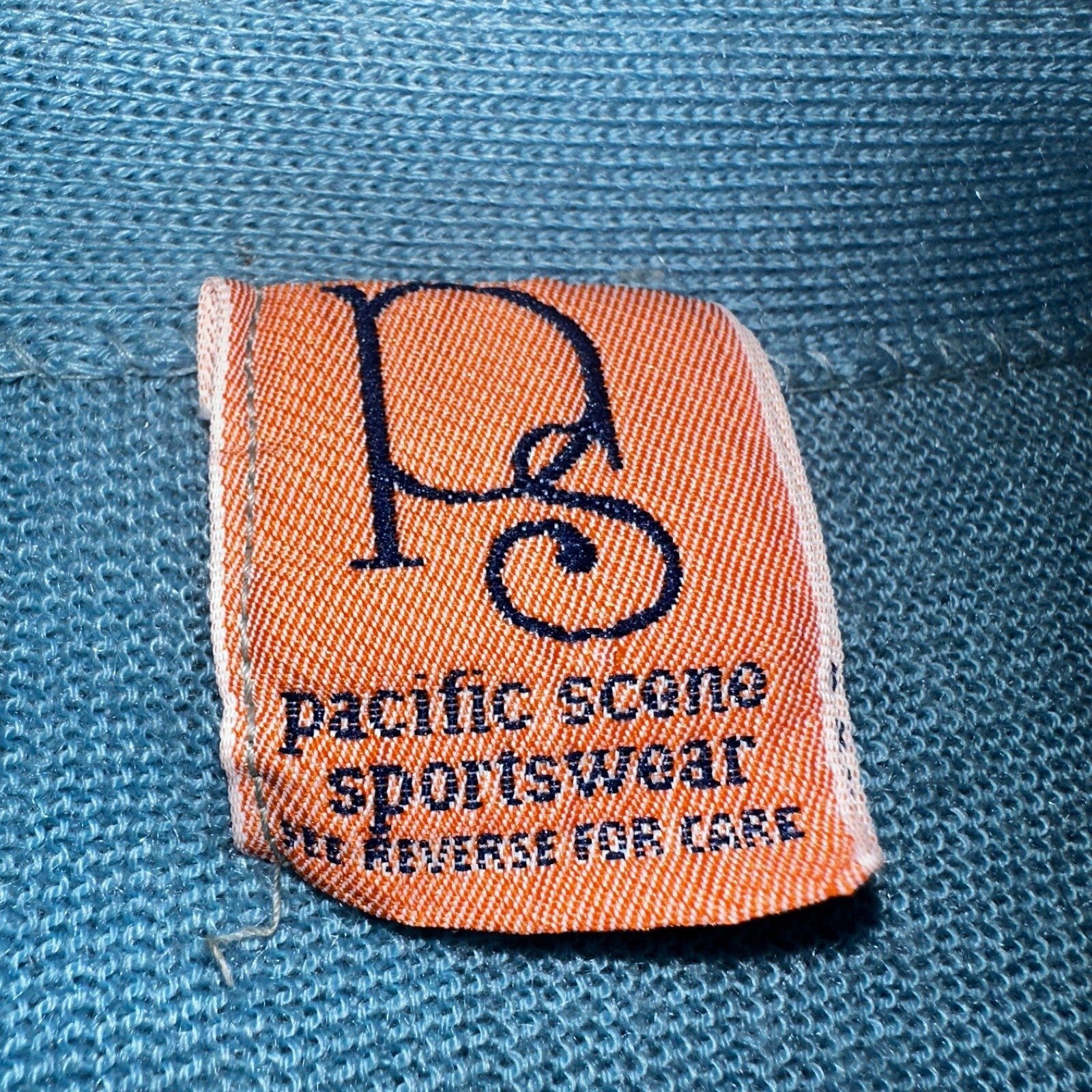 VTG Rare Pacific Scene Cardigan Sweater Solid Light Blue 80s RARE Ocean