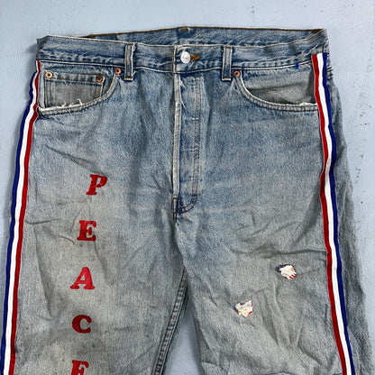Levis 501 Vintage 90s USA XX Straight Leg Jeans Blue Custom Love 36x34 Act 33x32