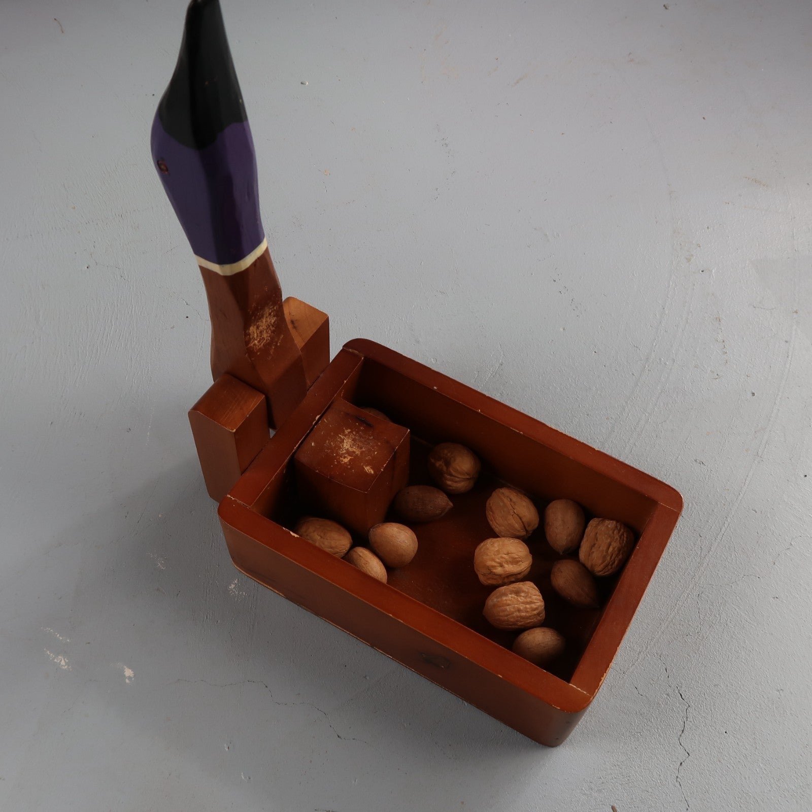 VTG Canadian Goose Duck Nut Cracker Bowl Wooden Shell Cracker Hand Painted Broke