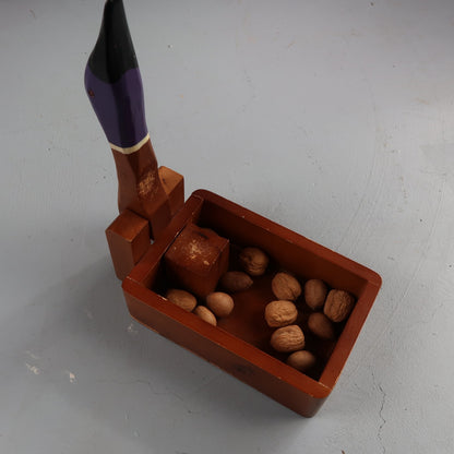 VTG Canadian Goose Duck Nut Cracker Bowl Wooden Shell Cracker Hand Painted Broke