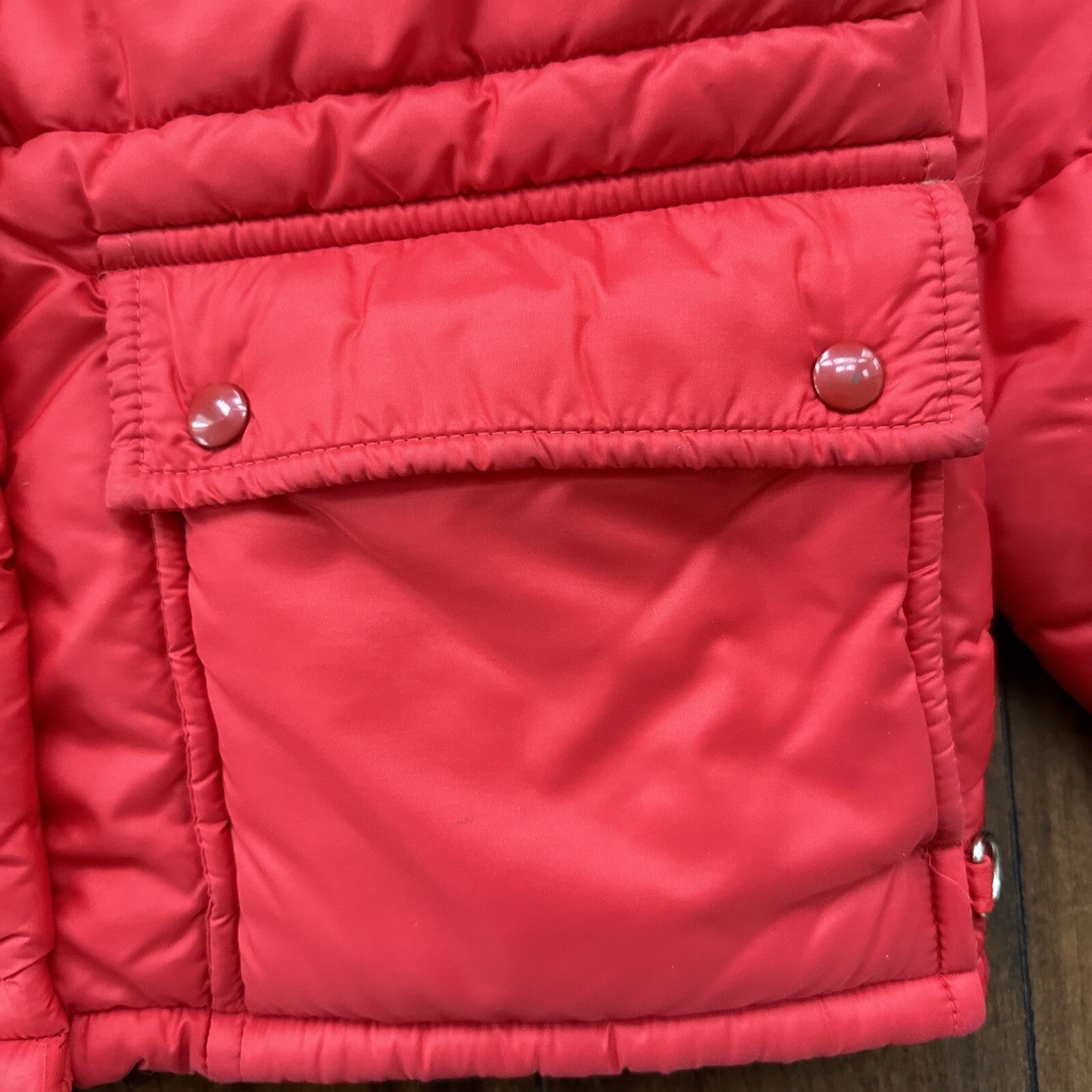 Vintage 60s Red Down Insulated Quilted Puffer Jacket M 1960s 70s Rockabilly