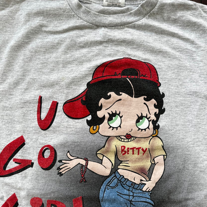 Betty Boop Hot Girl Vintage T Shirt Oneita Single Stitch Grey U GO Girl Rap