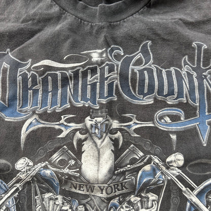 Motorcycle New York Chopper Vintage Style T Shirt 2XL Black Faded Harley Cool