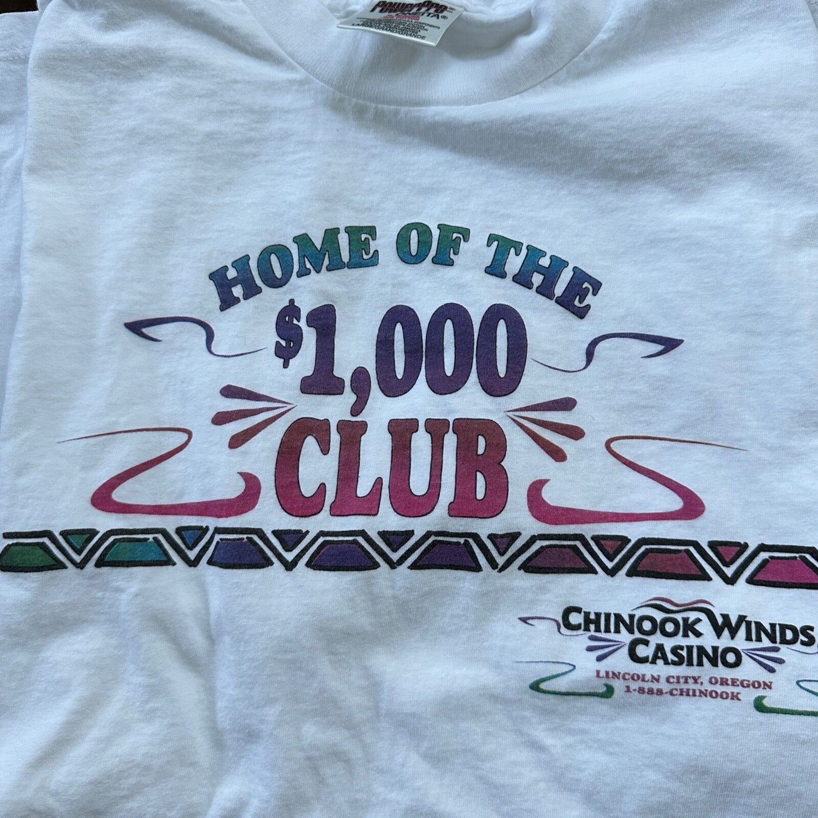 Oneita 1000 Winner VTG T Shirt Casino Club Chinook Winds Oregon PDX Slots