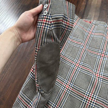 1960s 1970s Gray Cashemere Sport Jacket VTG Mens Suit 46 Rockabilly Stripe Plaid