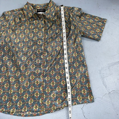 Notations Petite Shirt Womens Petite 6 Crazy Print Collared Button Down VTG