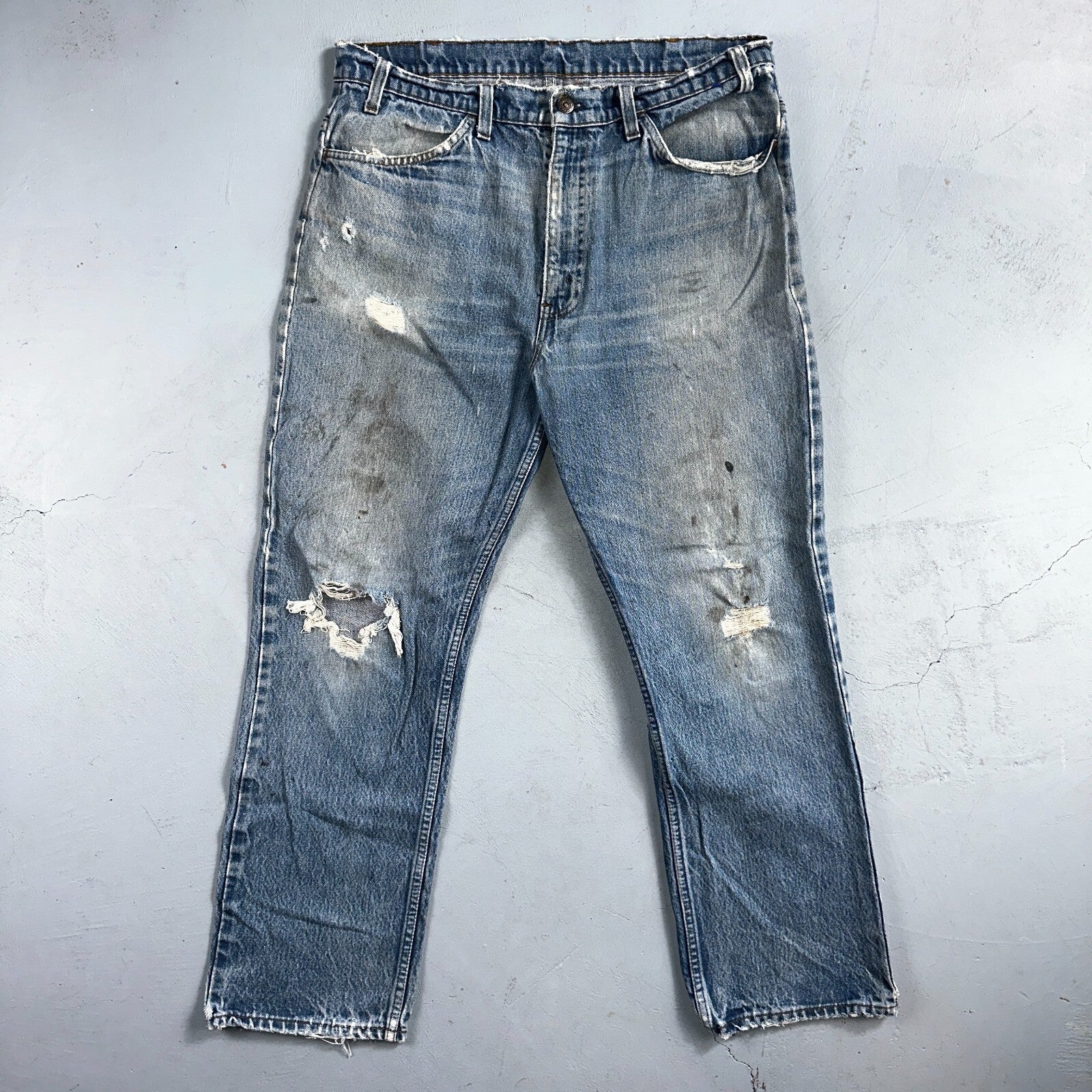 Levis 517 Vintage 80s USA Orange Tab Bootcut Flare Blue Worn Jeans Act 34x27