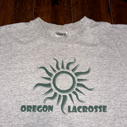 Nike Oregon Lacrosse Y2K Vintage T Shirt Gray Basic Sun Cool Summer Tee Gym