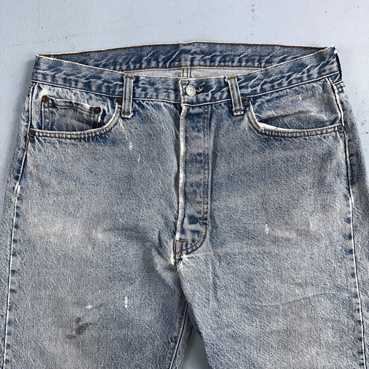 Levis 501 Vintage 80s USA XX Straight Leg Jeans Blue Light Wash 38x33 Act 34x29