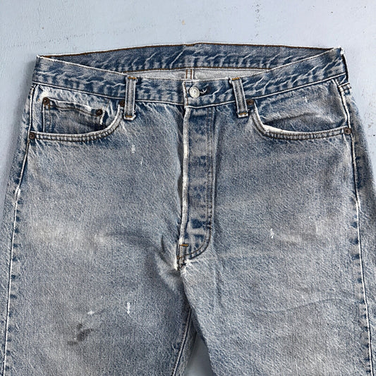 Levis 501 Vintage 80s USA XX Straight Leg Jeans Blue Light Wash 38x33 Act 34x29