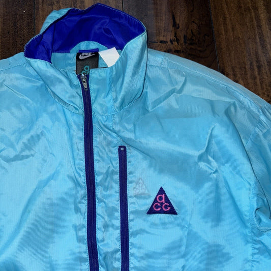 Vintage Nike ACG All Conditions Gear Windbreaker Jacket Coat 90s Blue Medium