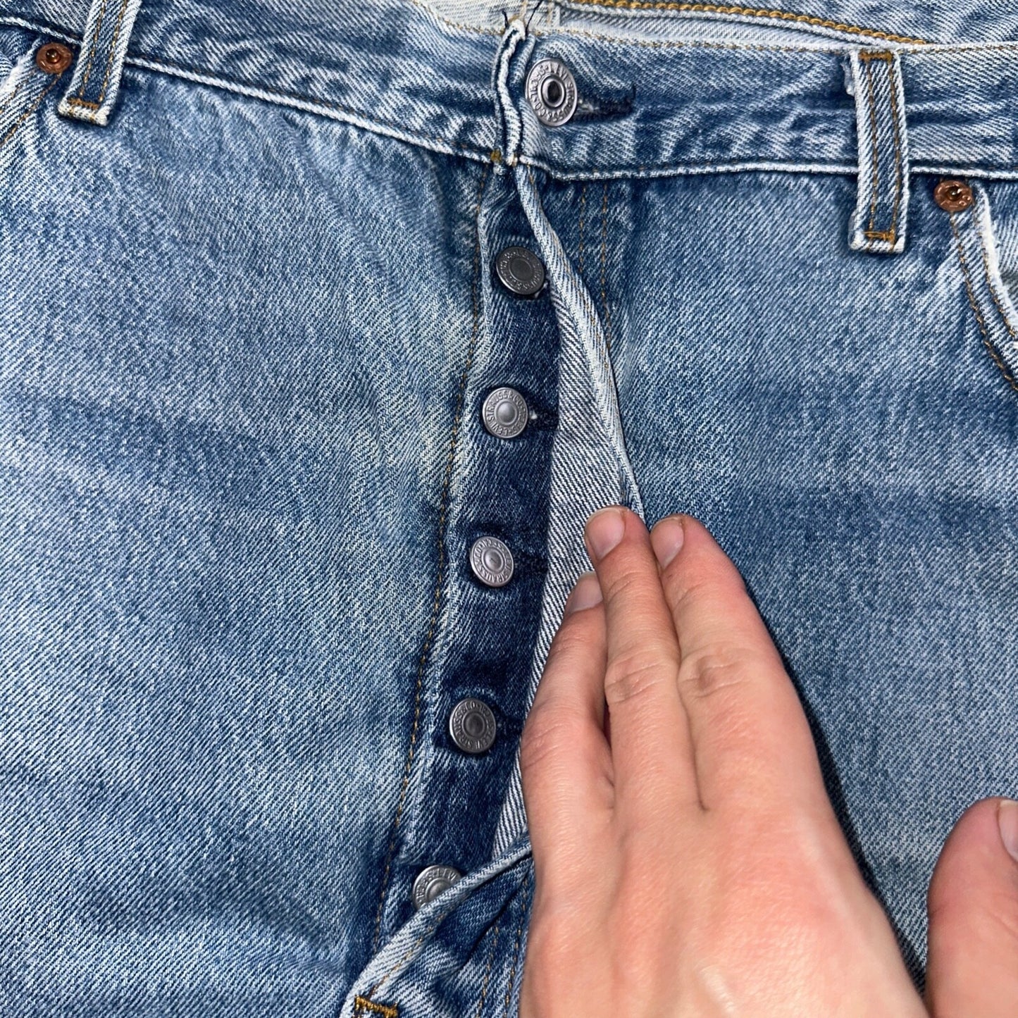 Levis 501 Vintage 90s USA XX Straight Leg Jeans Blue Light Wash 42x30 Act 41x26