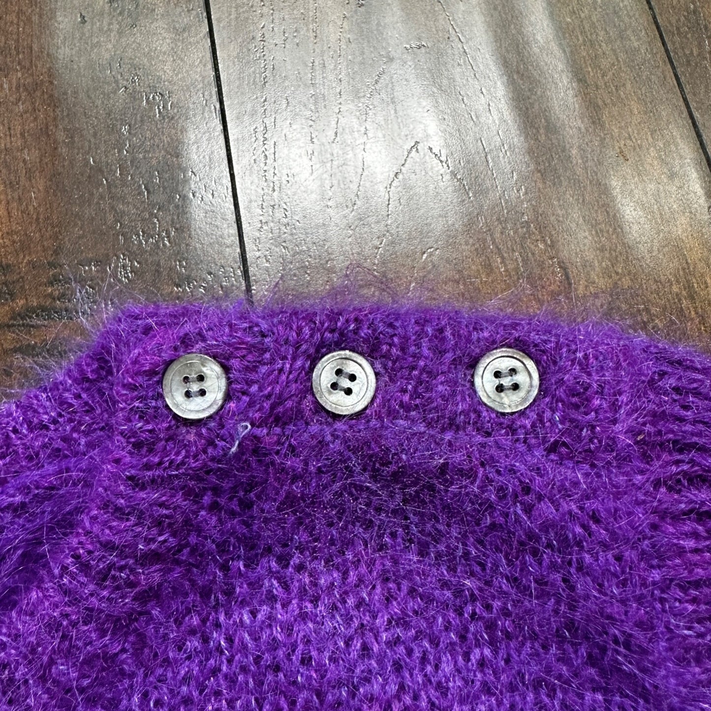 Vintage Purple 80s Sweater Mens L Mohair Vest Geometric Hippie Boho Wool