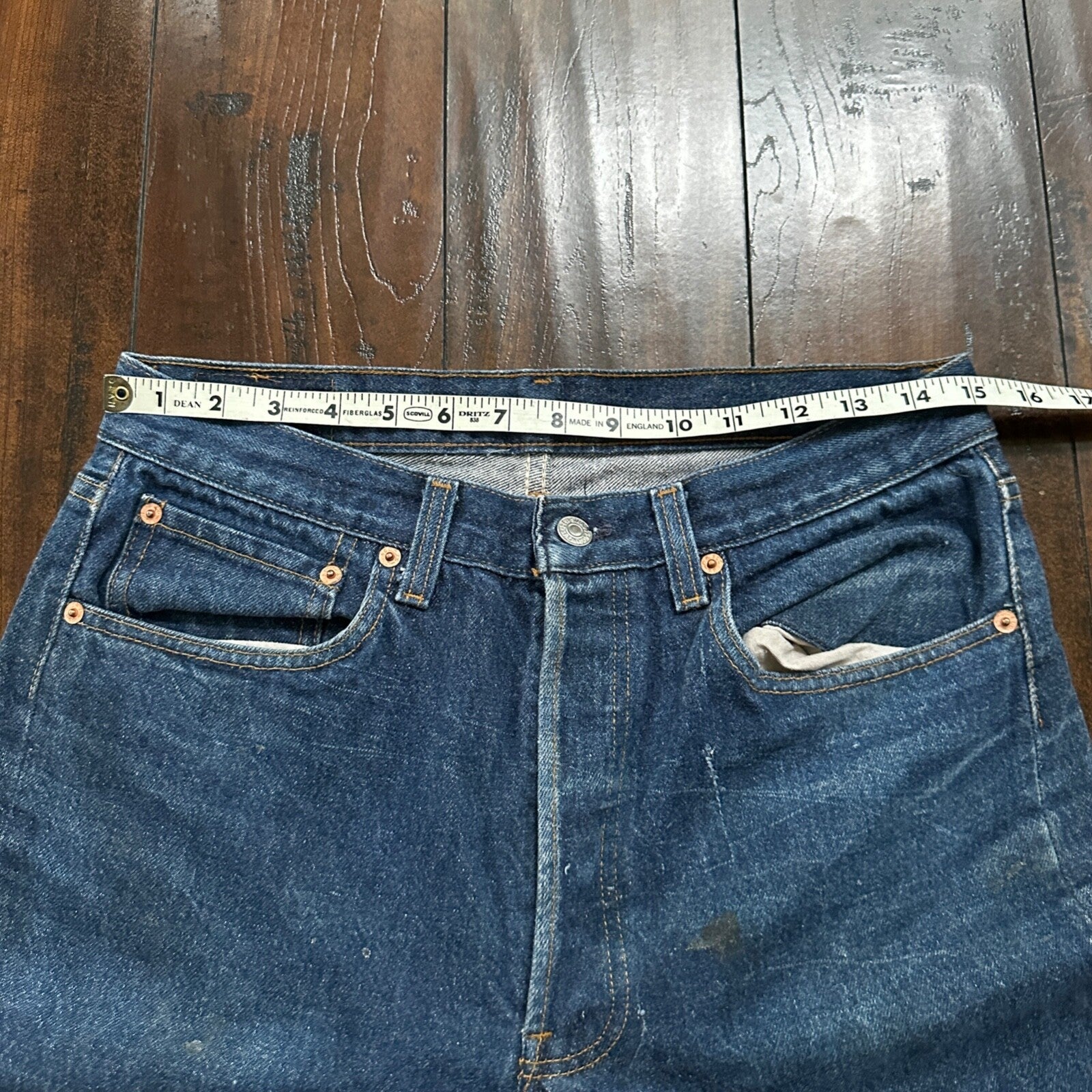 VTG 90s Levis 501 Button Fly 33x36 USA Tag Jeans Straight Wash Blue XX Act 30x31