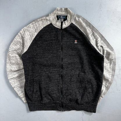 Psycho Bunny Jacket Mens 8 Black & Gray Full Zip Casual Logo Sweater