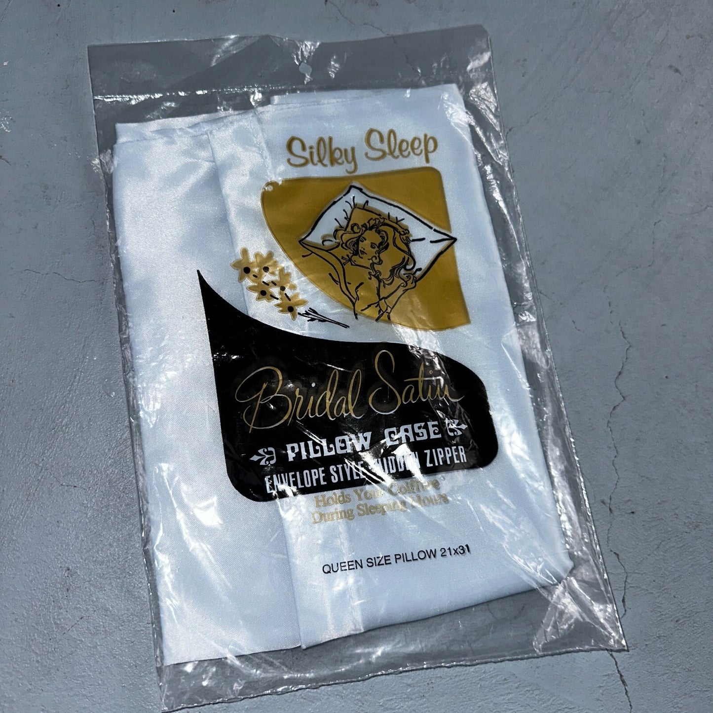 Vintage Silky Sleep Bridal Satin Blue Pillow Case Queen Sz 21x31 Bedding USA