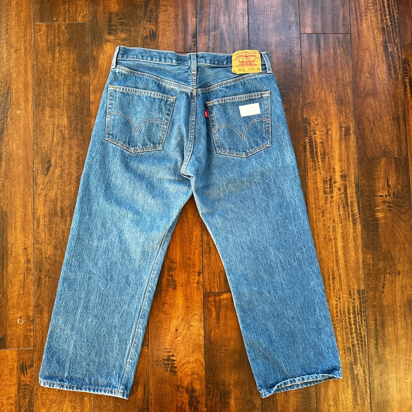 VTG Levis 501 XX Button Fly 90s Y2K Jeans Denim Straight Capri 35x30 Act 32x25