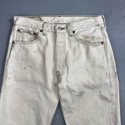 Levis 501 Vintage 90s USA XX Straight Leg Jeans White Stained 32x34 Act 30x33