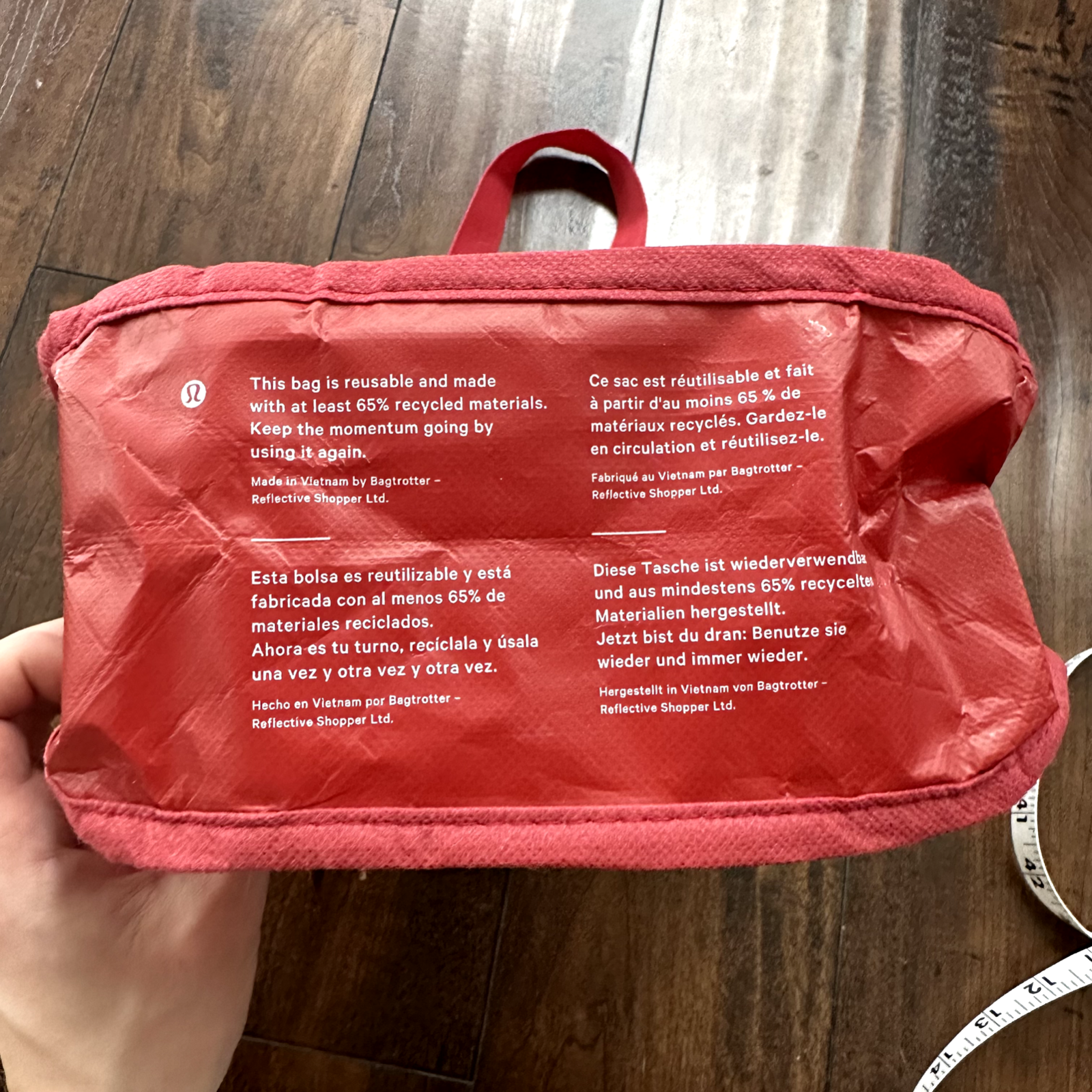 Lululemon Friends Reusable Bag Tote Small Snap Closure Shopping Cute Yoga Red