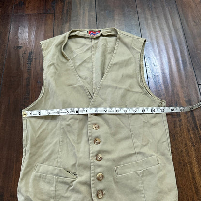 VTG Male Vest Adult Beige Canvas 60s 70s Shooting Hunting buckle back