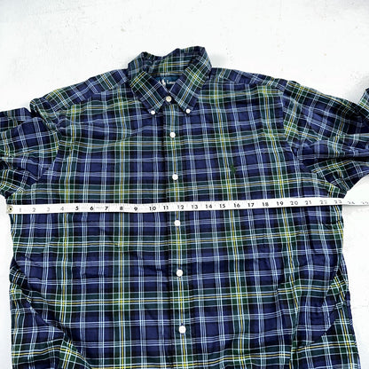 Ralph Lauren Button Up Shirt Men’s Large L Blue Green Yellow Plaid Long Sleeves