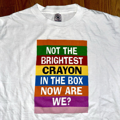 Brightest Crayon Crayola Vintage 90s Rainbow T Shirt Quote Funny Joke Mockery