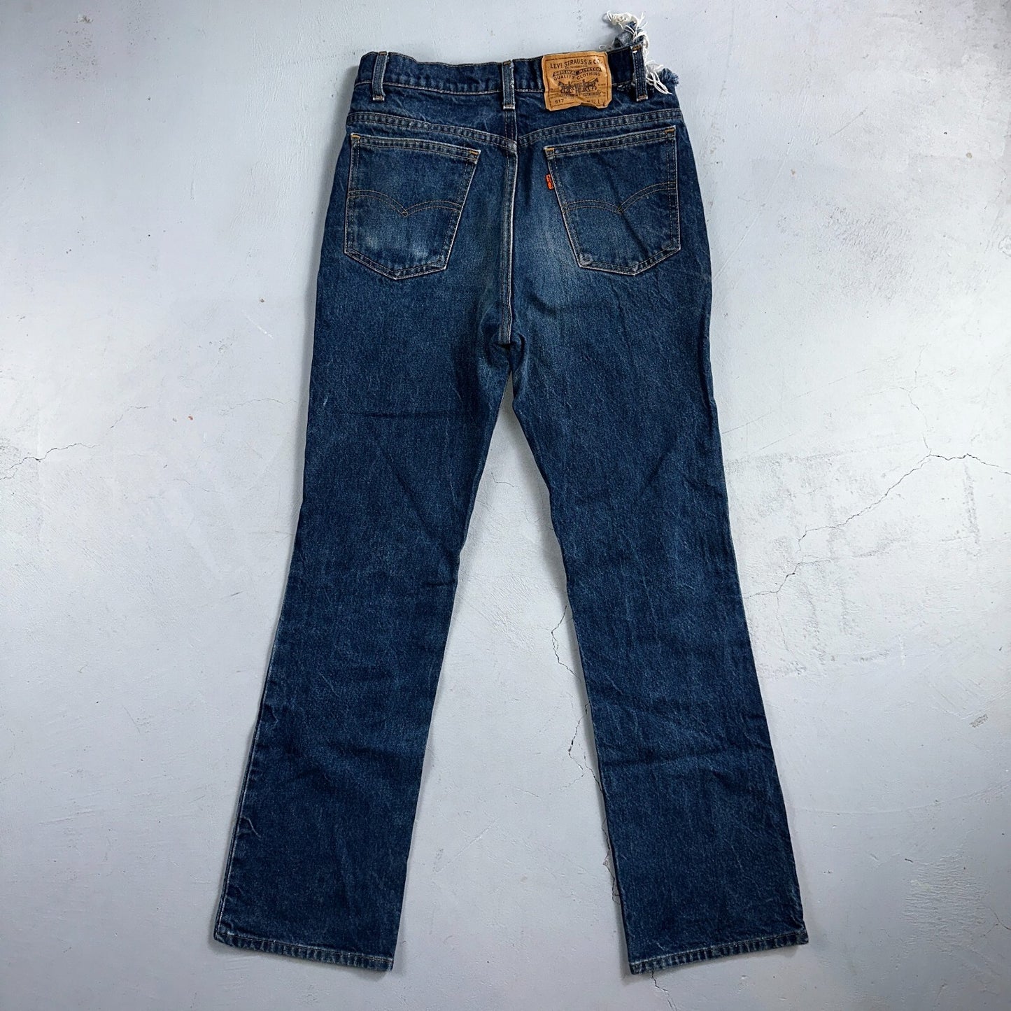 Levis 517 Vintage 90s USA Orange Tab Bootcut Flare Blue Worn Jeans Thrash 32x32