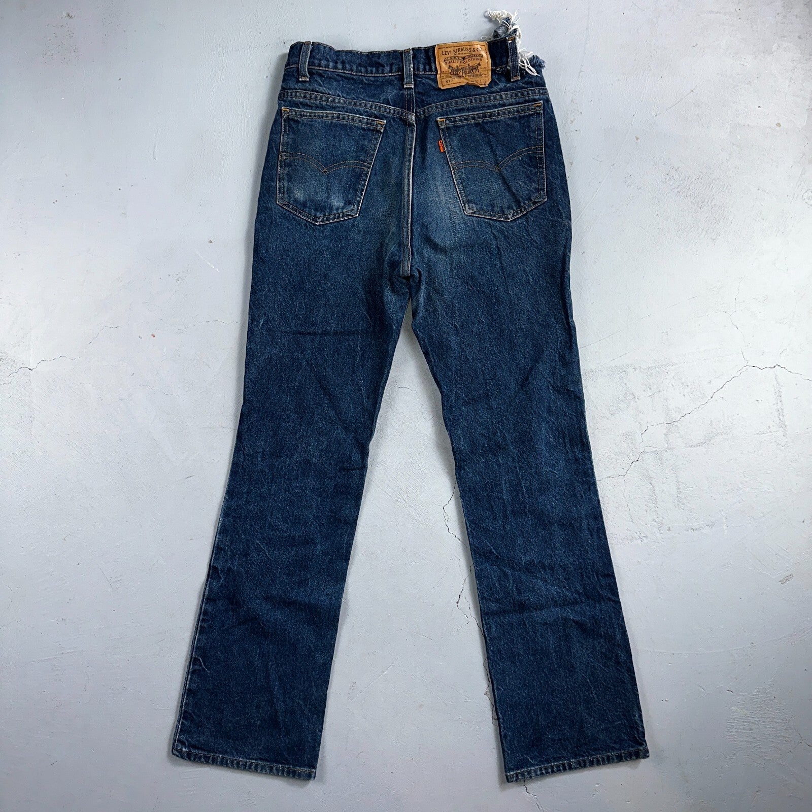 Levis 517 Vintage 90s USA Orange Tab Bootcut Flare Blue Worn Jeans Thrash 32x32