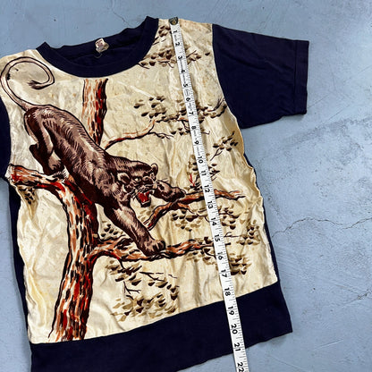 VTG Penneys Novelty Boys T Shirt Size 16 1950s Black Panther Rockabilly Sukajan