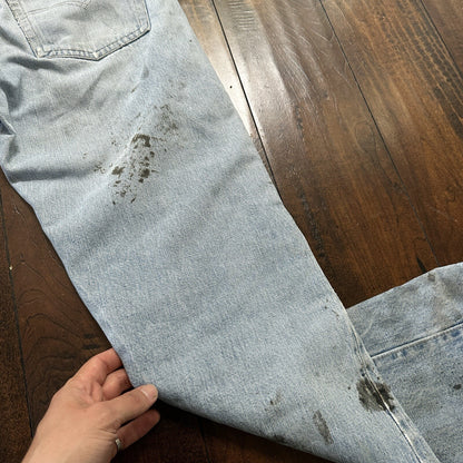 Levis Vintage 80s Redline Selvedge USA 501 Light Wash Jeans 66 30x28 Thrashed