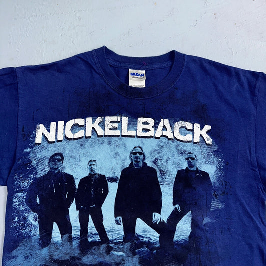 NICKELBACK Dark Horse 2008 Tour VTG Medium Blue Graphic Alt Rock T-Shirt
