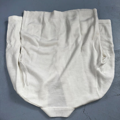 Vintage 1970s 70s White Basic Cardigan MCM Rockabilly Simple Acrylic 80s Preppy