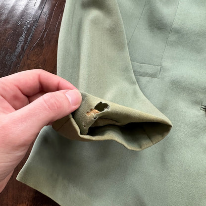 1950s Teal Green VTG 2 Piece Womens Houndstooth Suit Joselli MCM Wool 50s 40s