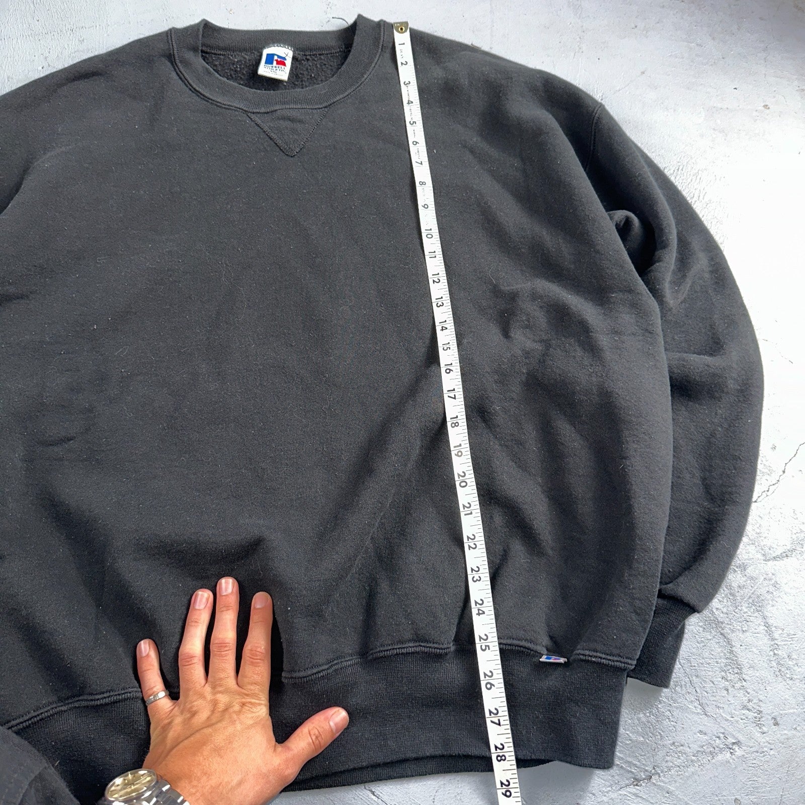 Russell Athletic 2XL Sweatshirt 90s VTG Crewneck Black Basic Blank Essential