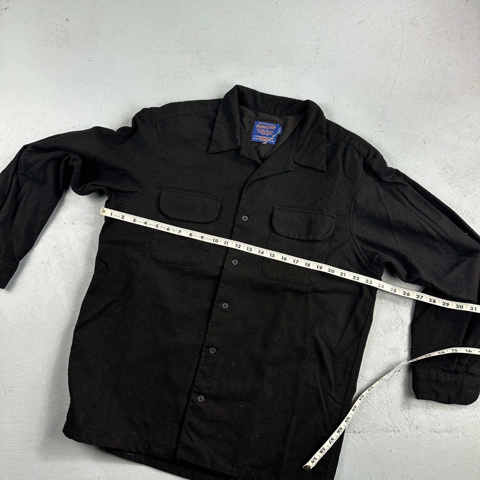 Pendleton Original Board Shirt BLACK 100% Wool Button Down Men’s Size L Long VTG
