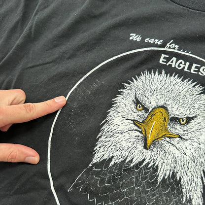 Bald Eagles VTG T Shirt Wildlife Images Hanes USA Single Stitch Black Birds Cool