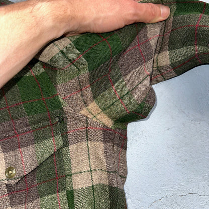 Pendleton VTG BR Baker Shirt Plaid 100% Wool Button Down Size M Plaid 1950s Camp