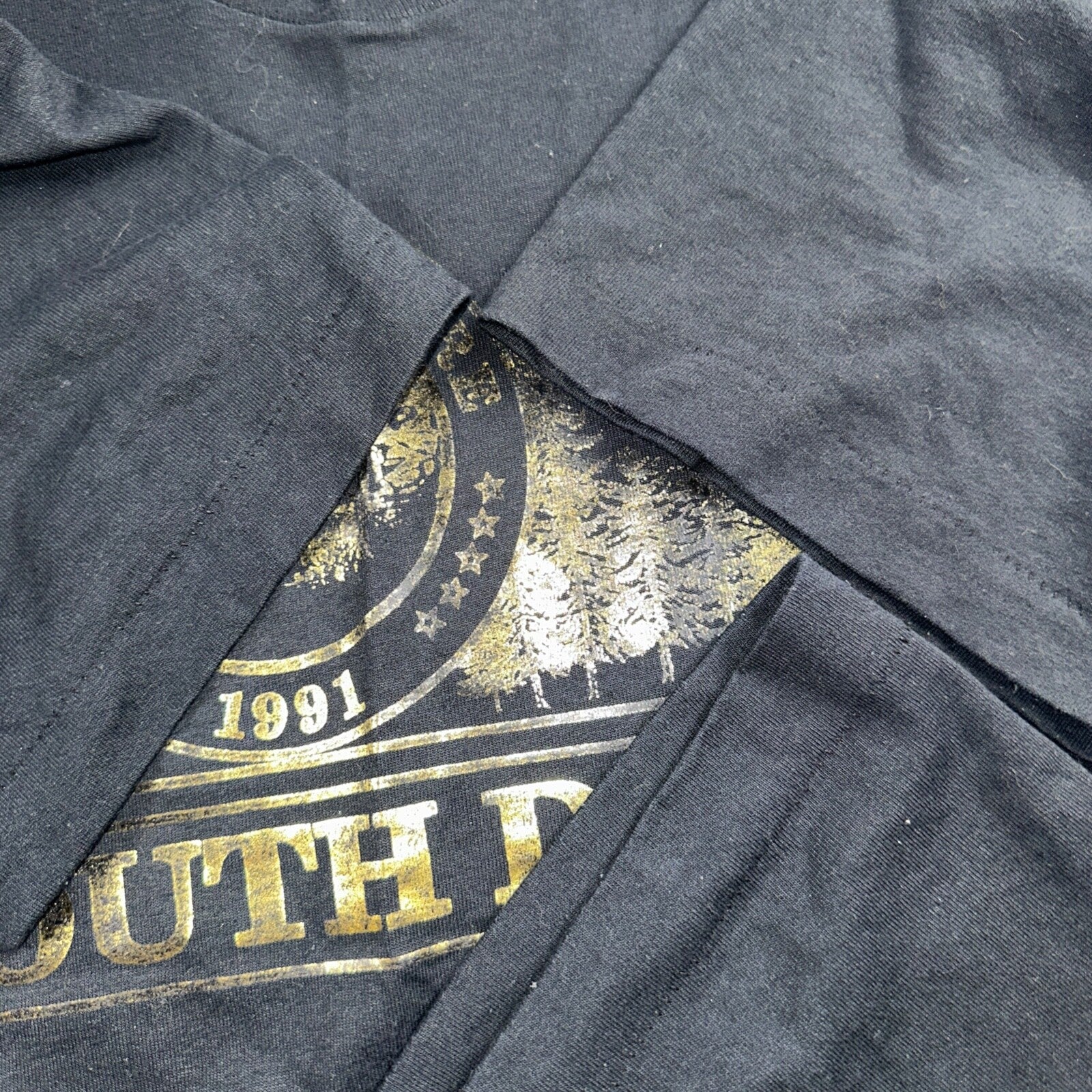 South Dakota Mount Rushmore Graphic 90s VTG T Shirt Black Hills Gold Text USA