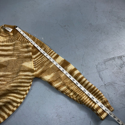 Robert Bruce 1970s Vintage Wool Cardigan Sweater Yellow Mustard Brown Aztec USA