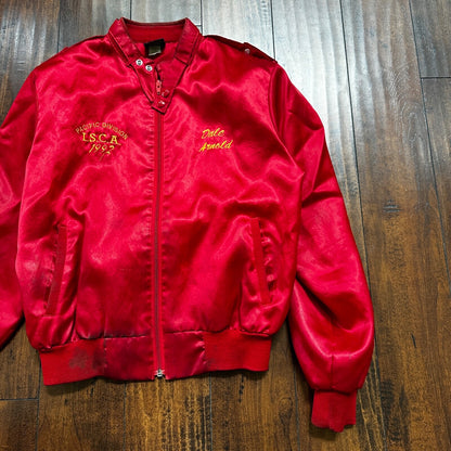 VTG 90s GTX Pacific Divison Satin Bomber Jacket USA Rare 80s ISCA Dale Arnold