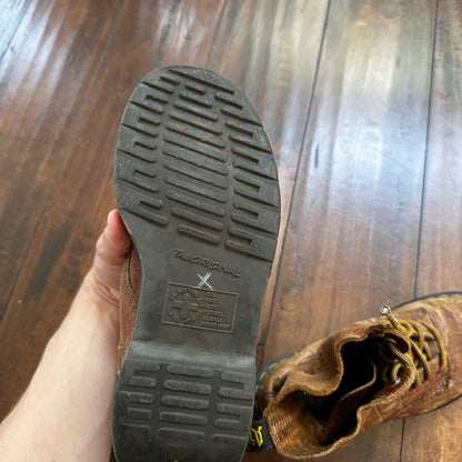 Dr. Martens Pascal Croc Brown Leather Lace-up Boots Women’s Size 6 HEAVY USED