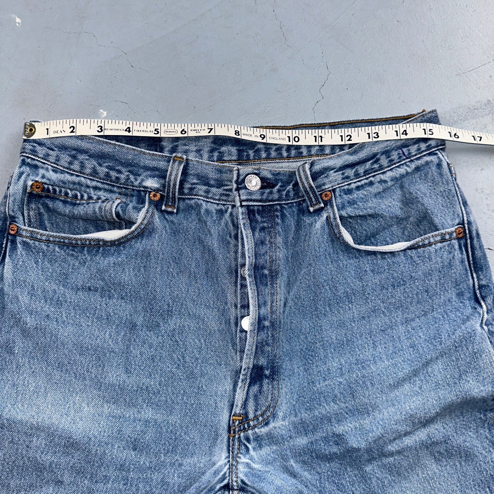 Levis 501 Vintage 90s USA XX Straight Leg Jeans Blue Light Wash 35x34 Act 31x30