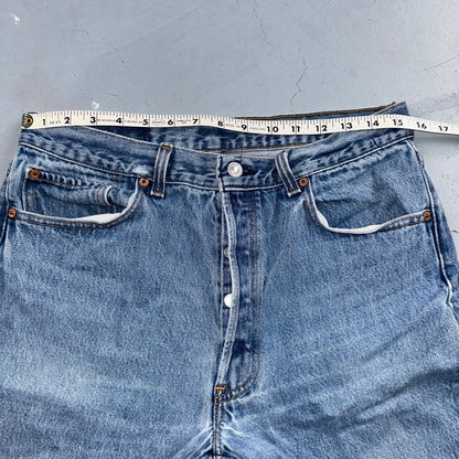 Levis 501 Vintage 90s USA XX Straight Leg Jeans Blue Light Wash 35x34 Act 31x30