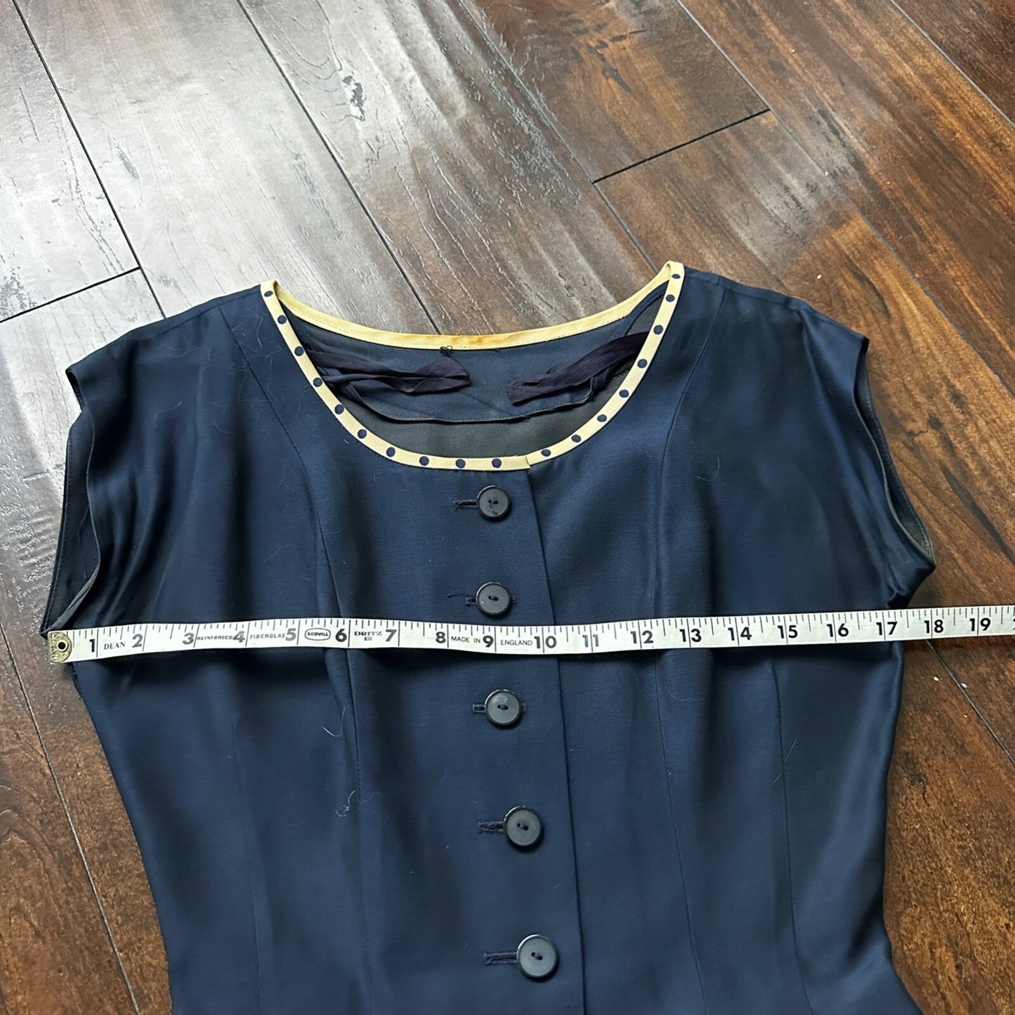 Real Vintage 1940s R & K Original Long Navy Top Button Down Dress Women's 40s