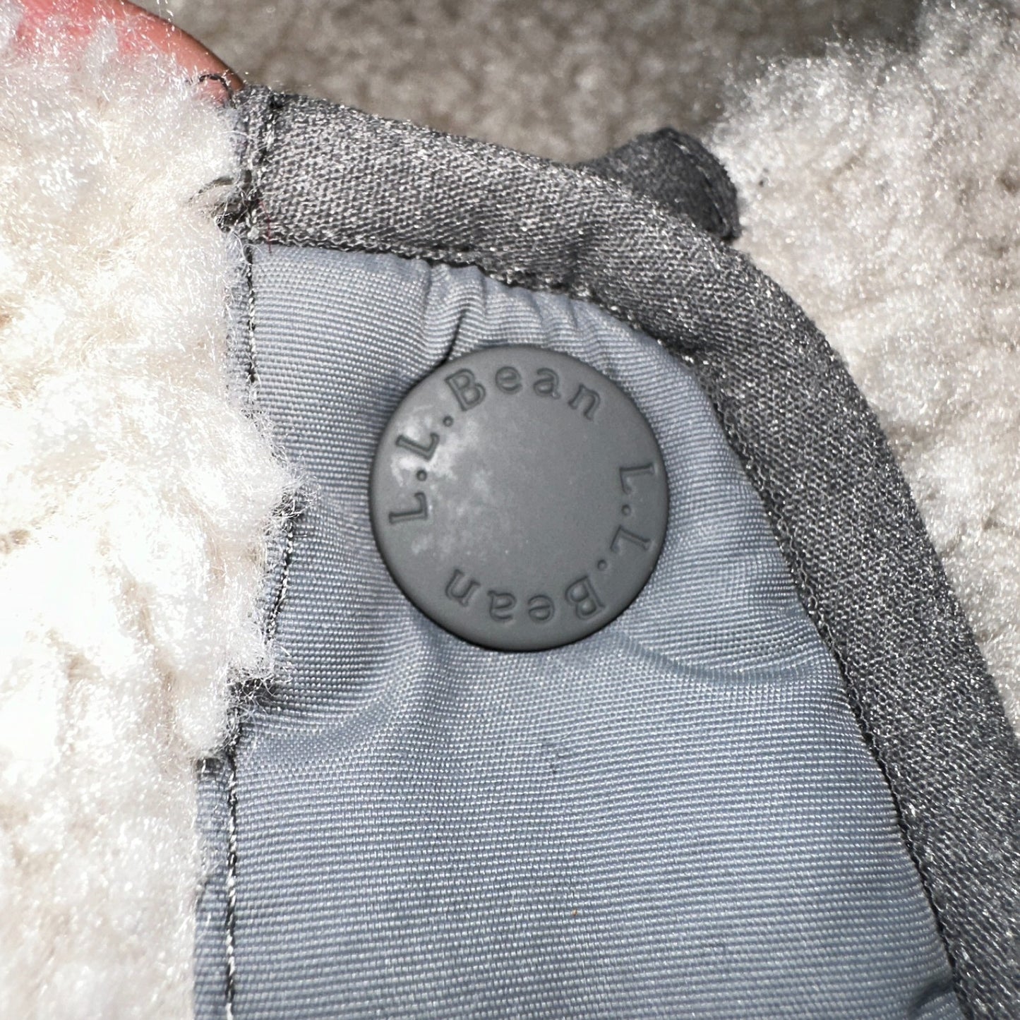 LL Bean Women's Sherpa Fleece Jacket Soapstone Grey Size Small Regular 515832