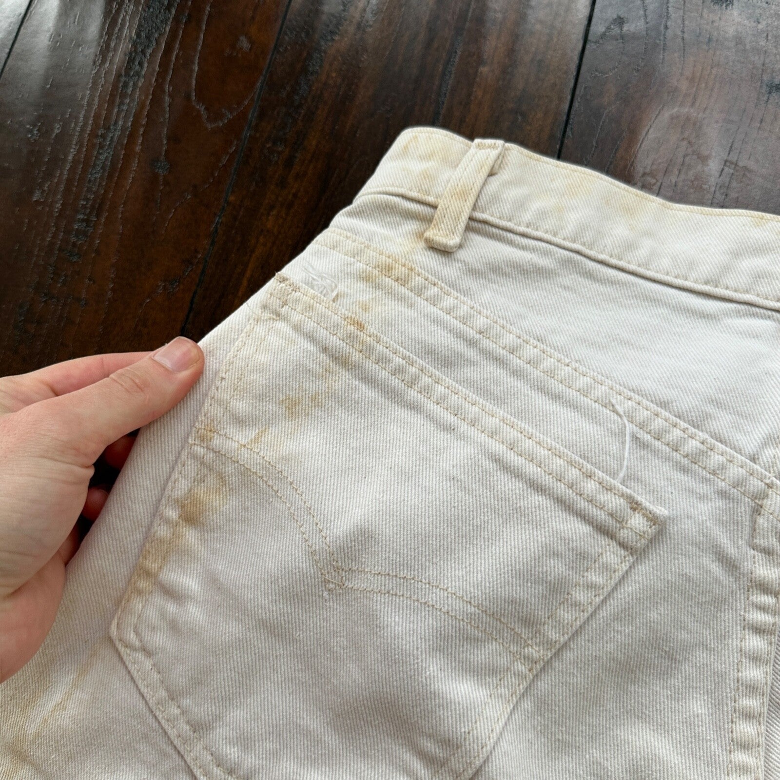 Vintage 80s Levis 501 USA 30x24 Tag Jeans 80s White Bleach Wash Act Worn Capri